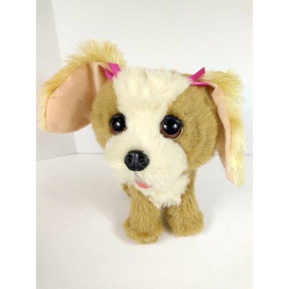 FRF PUPPY DOG BARKS, WALKS & PANTS BROWN & WHITE BIG EYES 9" PUPPY DOG Pink Bows - Picture 7 of 12